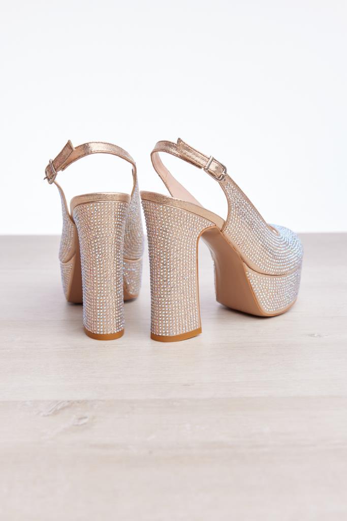 Taşlı Platformlu Topuklu Kadın Abiye Ayakkabı