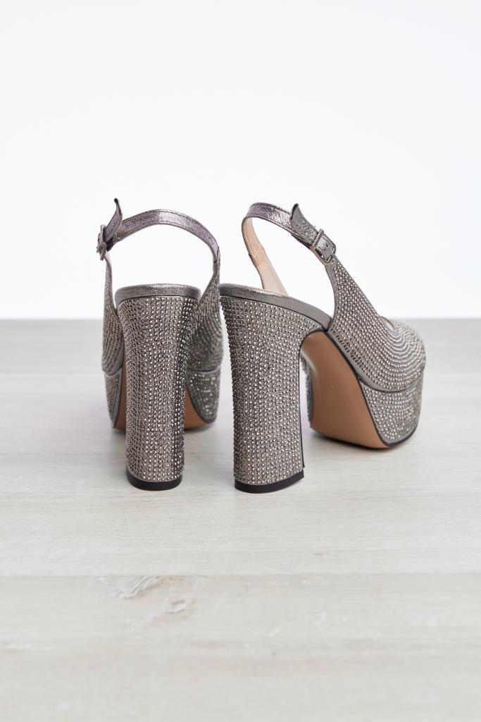 Taşlı Platformlu Topuklu Kadın Abiye Ayakkabı