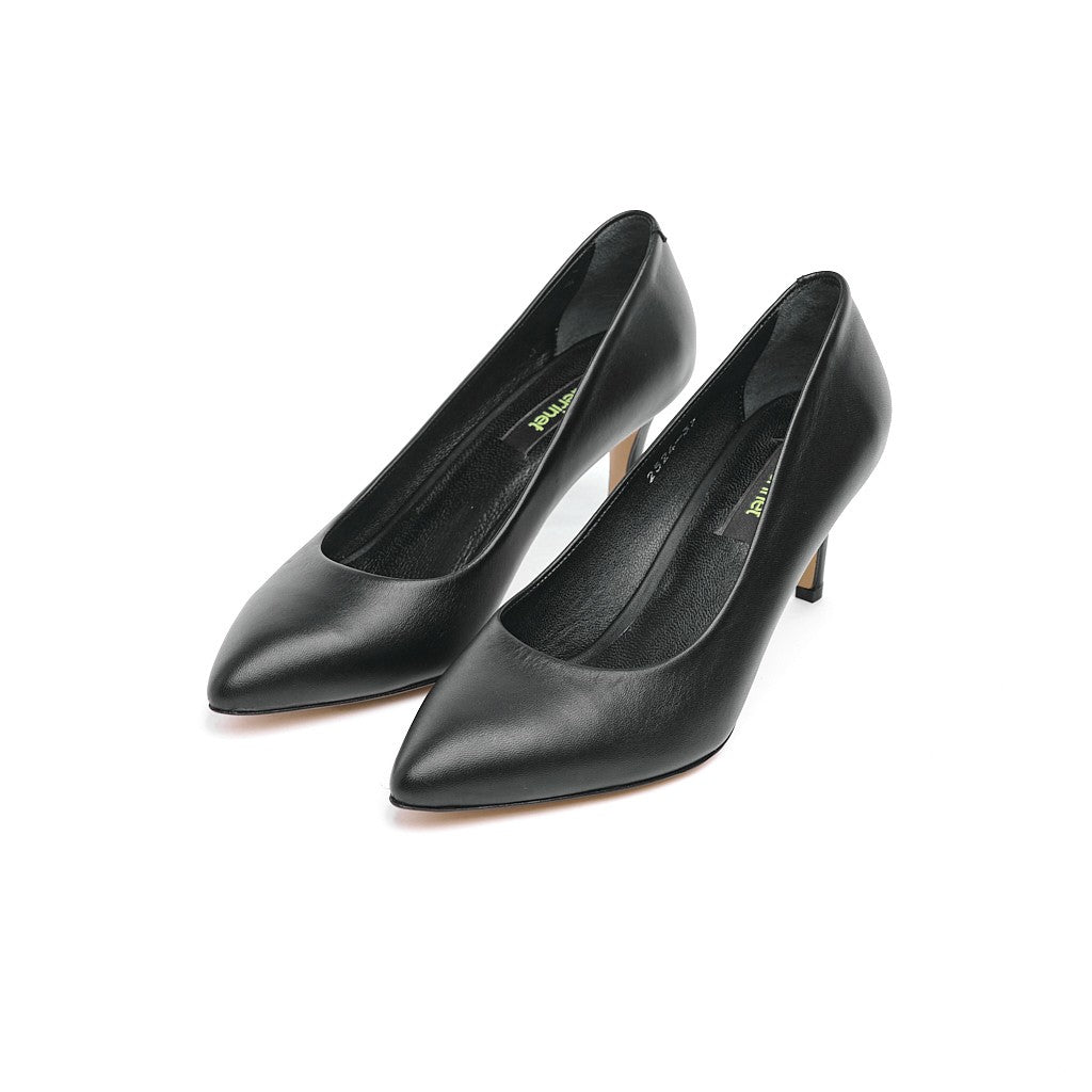 Hakiki Deri Kalın Topuk Kadın Stiletto