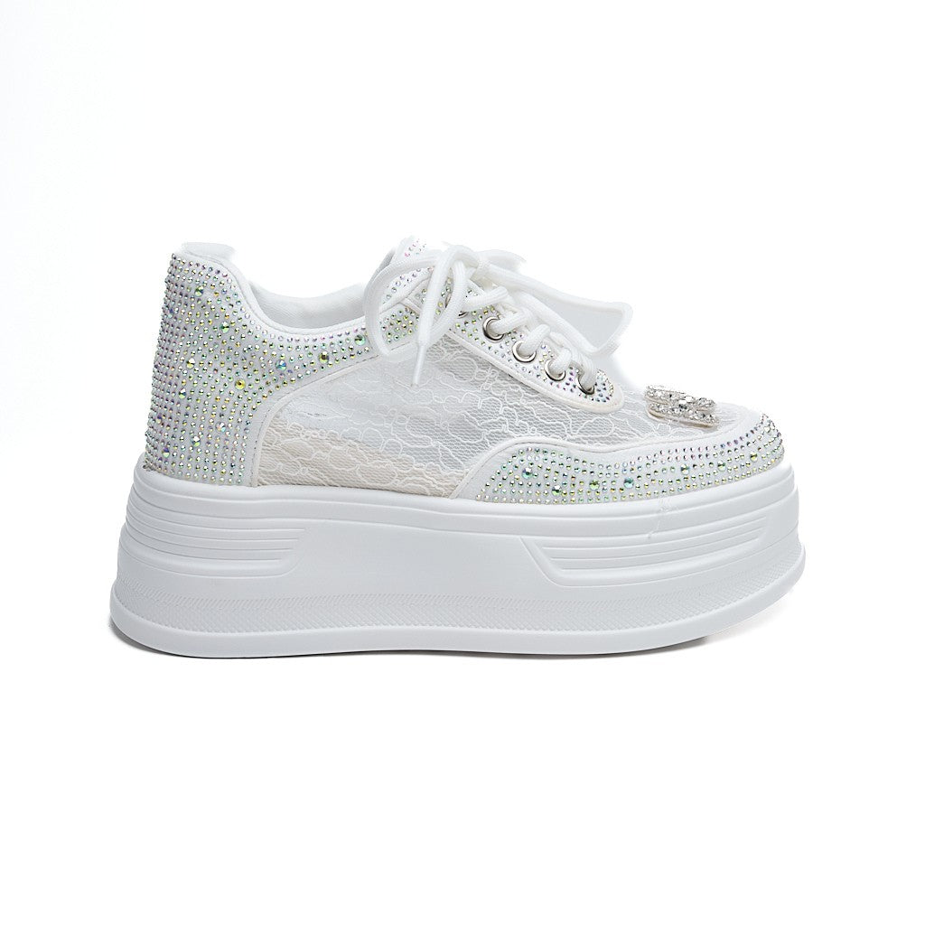 Yüksek Taban Taşlı Kadın Sneaker