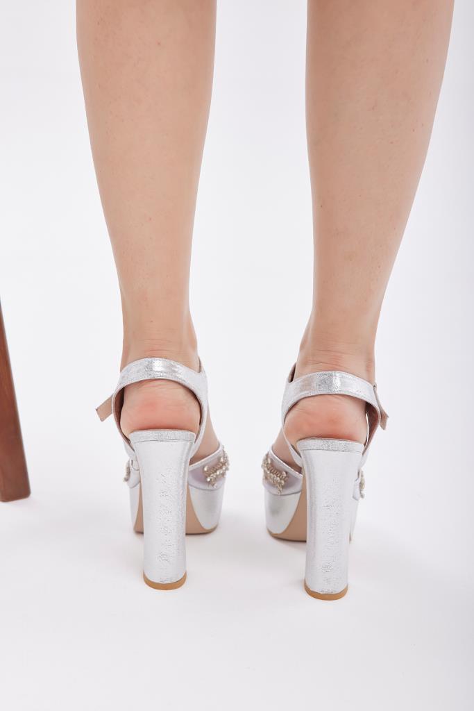 Taşlı Platformulu Topuklu Kadın Ayakkabı