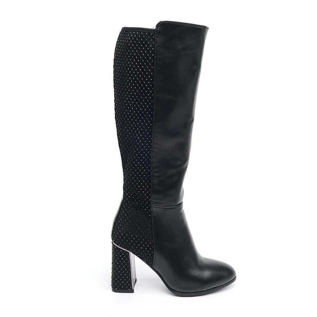 Classic High Heel Zippered Stoned Women's Boots