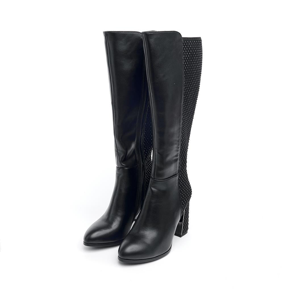 Classic High Heel Zippered Stoned Women's Boots