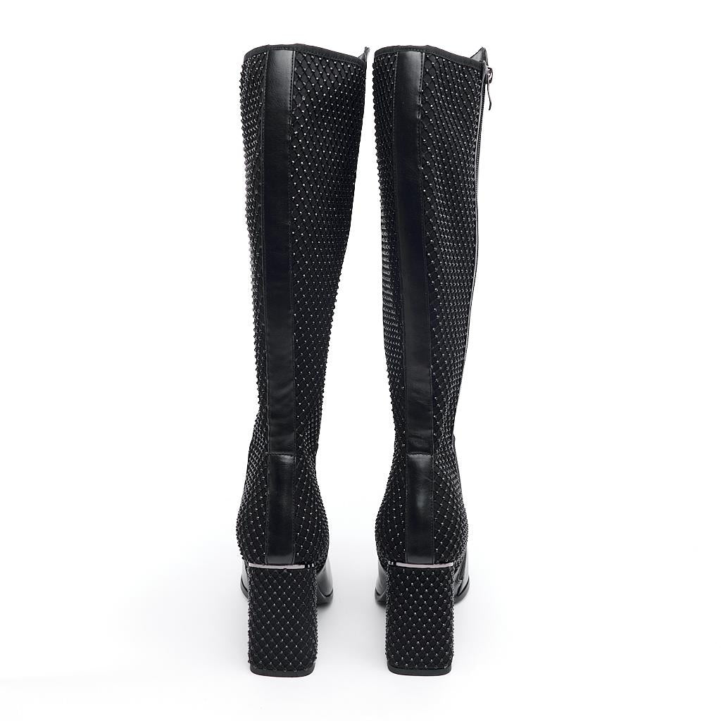 Classic High Heel Zippered Stoned Women's Boots