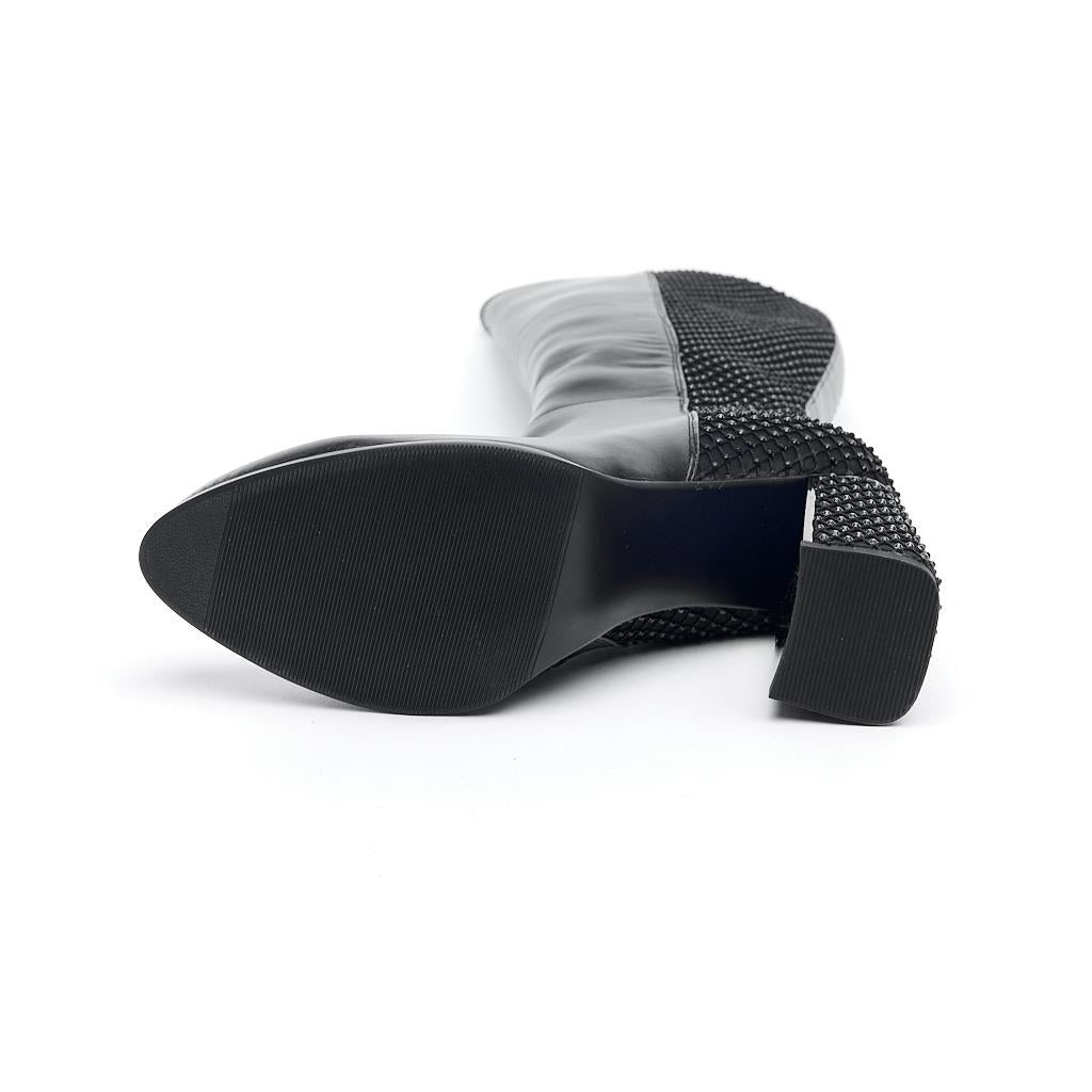 Classic High Heel Zippered Stoned Women's Boots