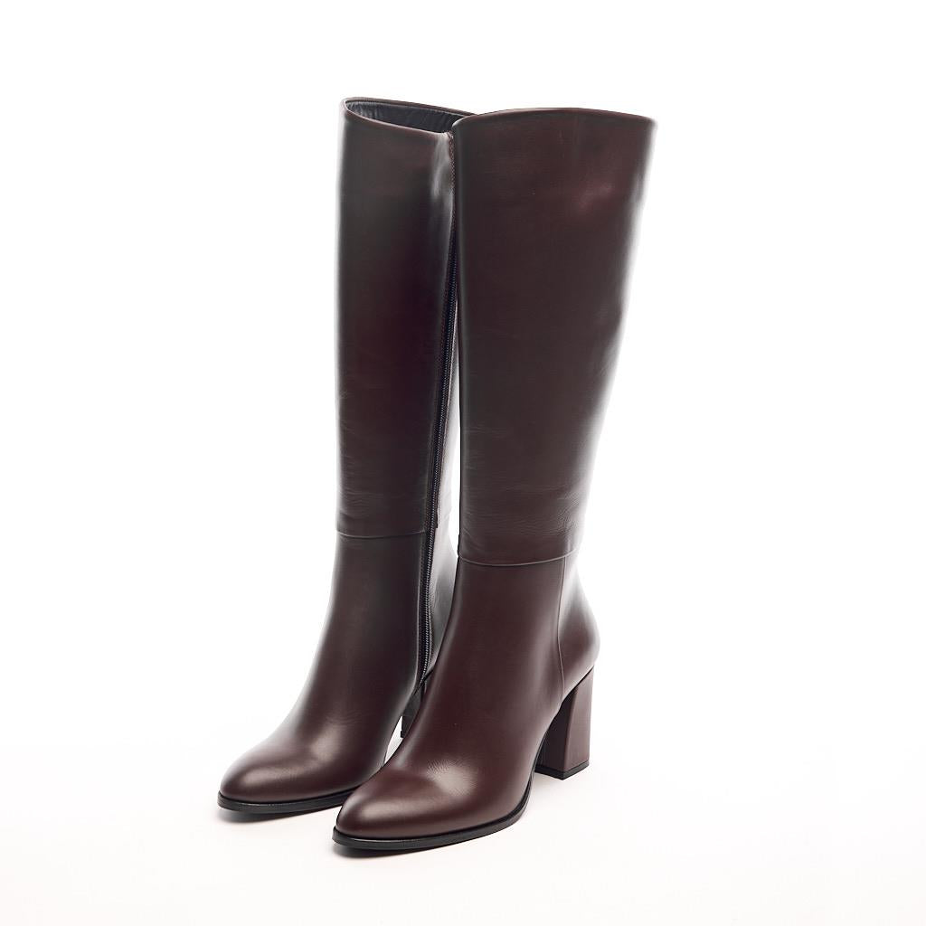 Classic Genuine Leather High Heel Women's Boots 