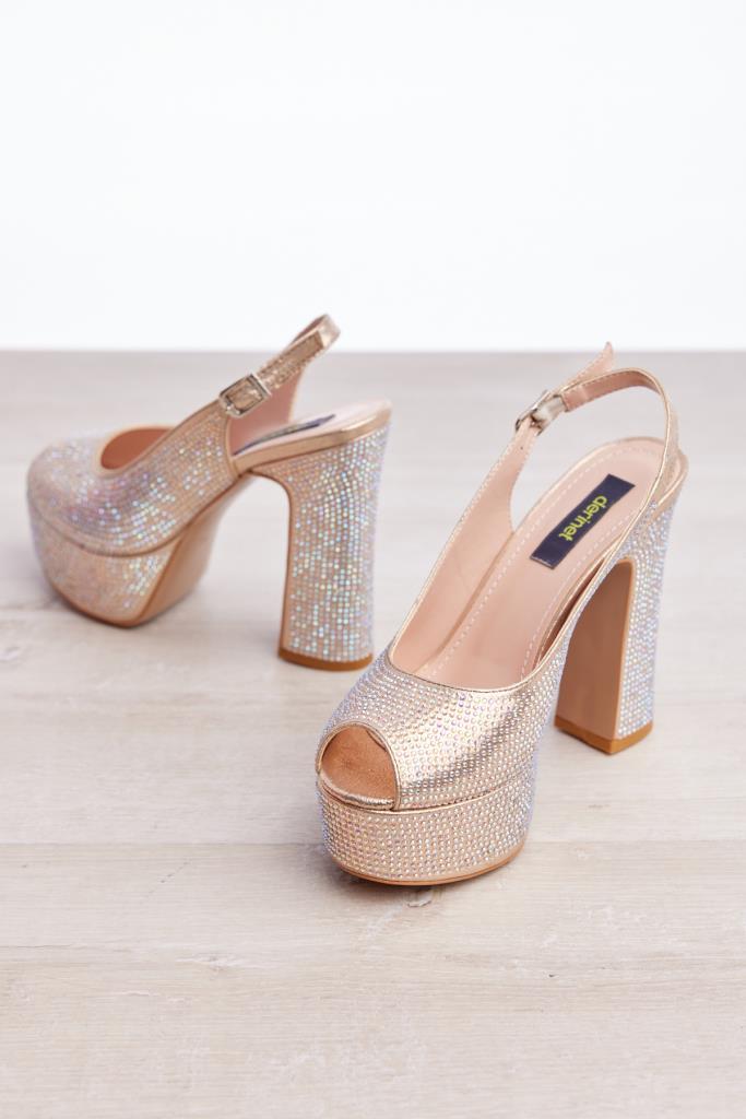 Women's Evening Shoes with Stoned Platform Heels
