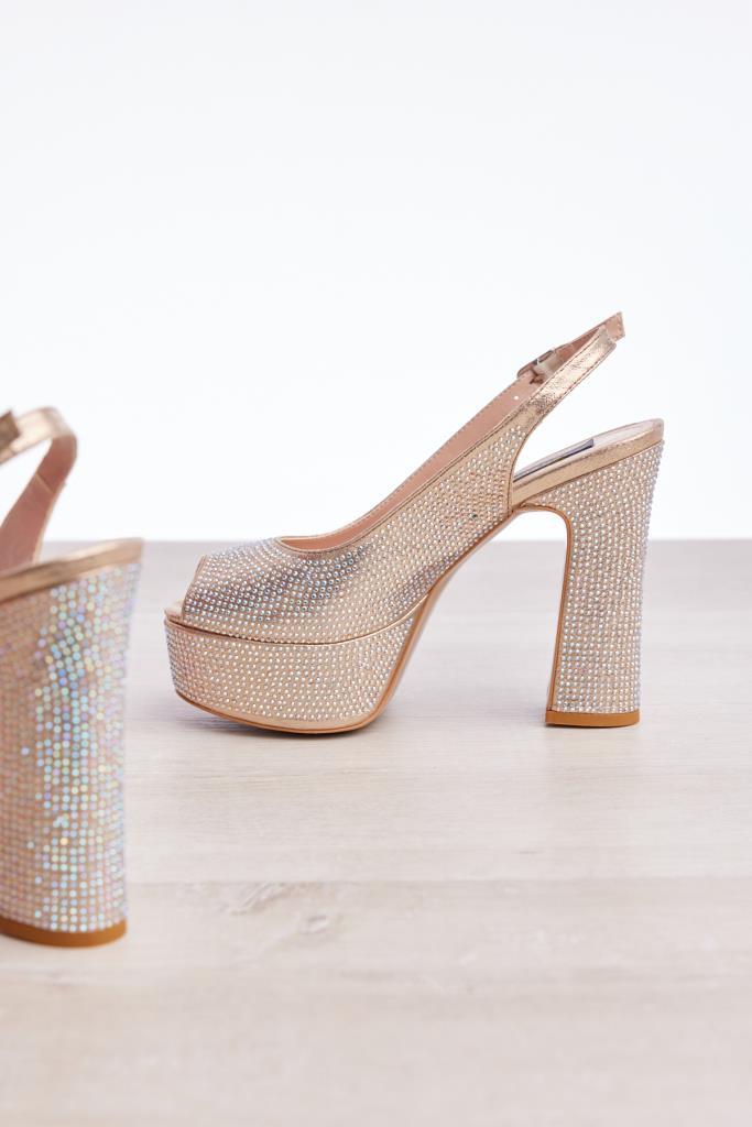 Women's Evening Shoes with Stoned Platform Heels