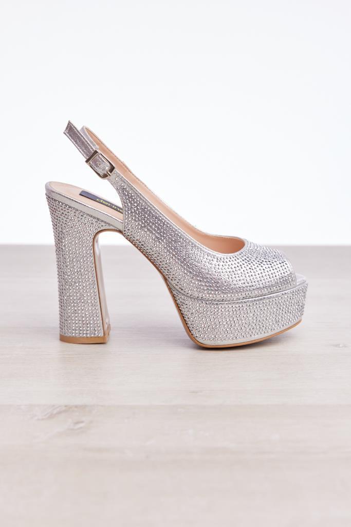 Women's Evening Shoes with Stoned Platform Heels