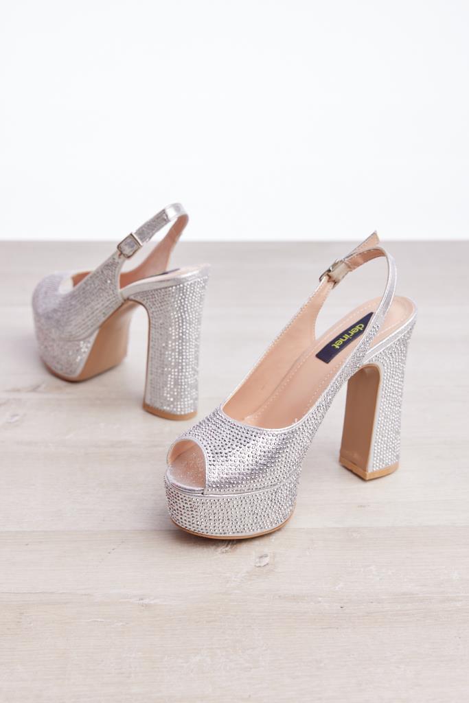 Women's Evening Shoes with Stoned Platform Heels