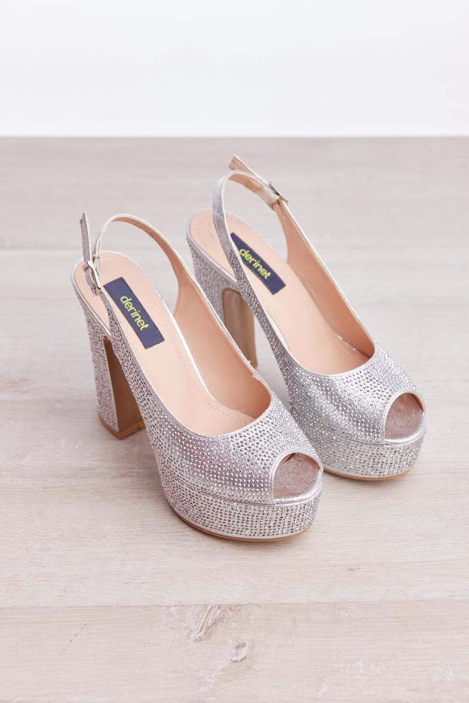 Women's Evening Shoes with Stoned Platform Heels