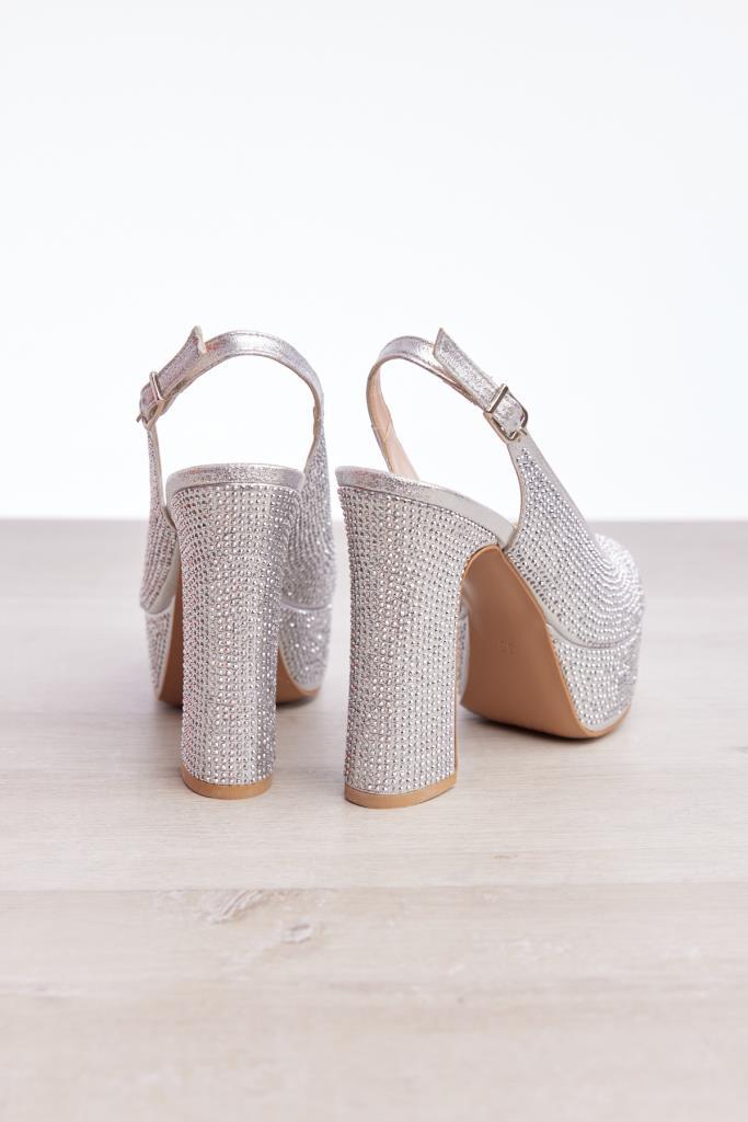 Women's Evening Shoes with Stoned Platform Heels