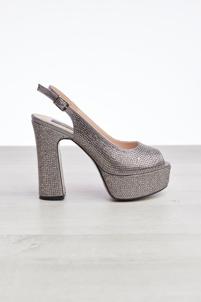 Women's Evening Shoes with Stoned Platform Heels