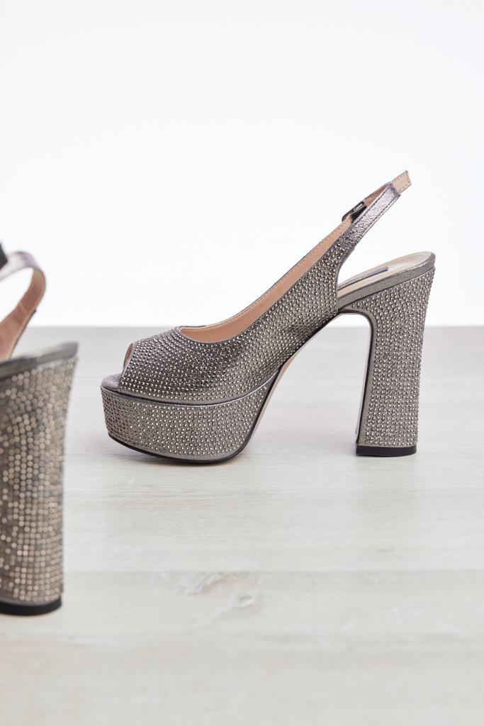 Women's Evening Shoes with Stoned Platform Heels