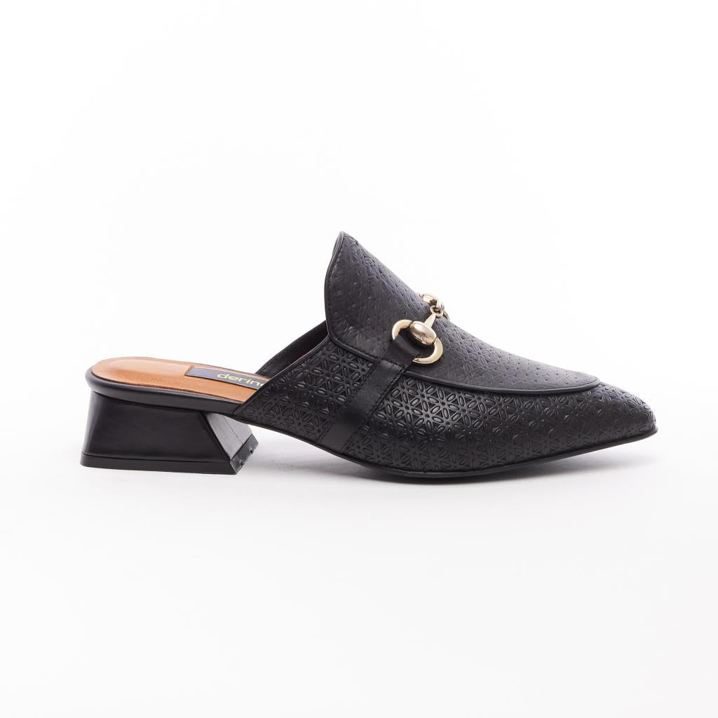 Genuine Leather Low Heel Women's Slippers 