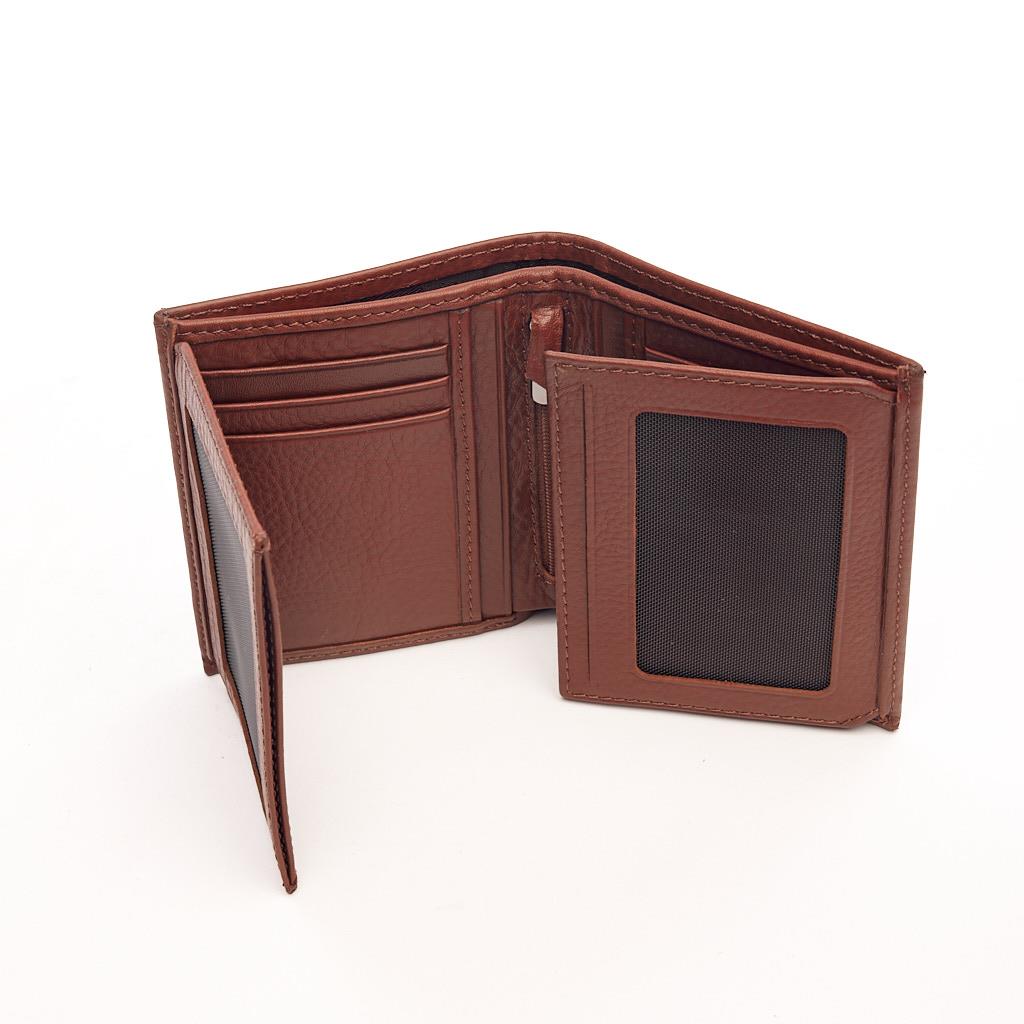 Genuine Leather Vertical Wallet with Card Holder and Money Compartment