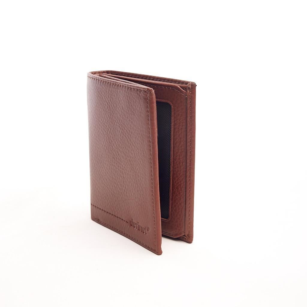 Genuine Leather Vertical Wallet with Card Holder and Money Compartment
