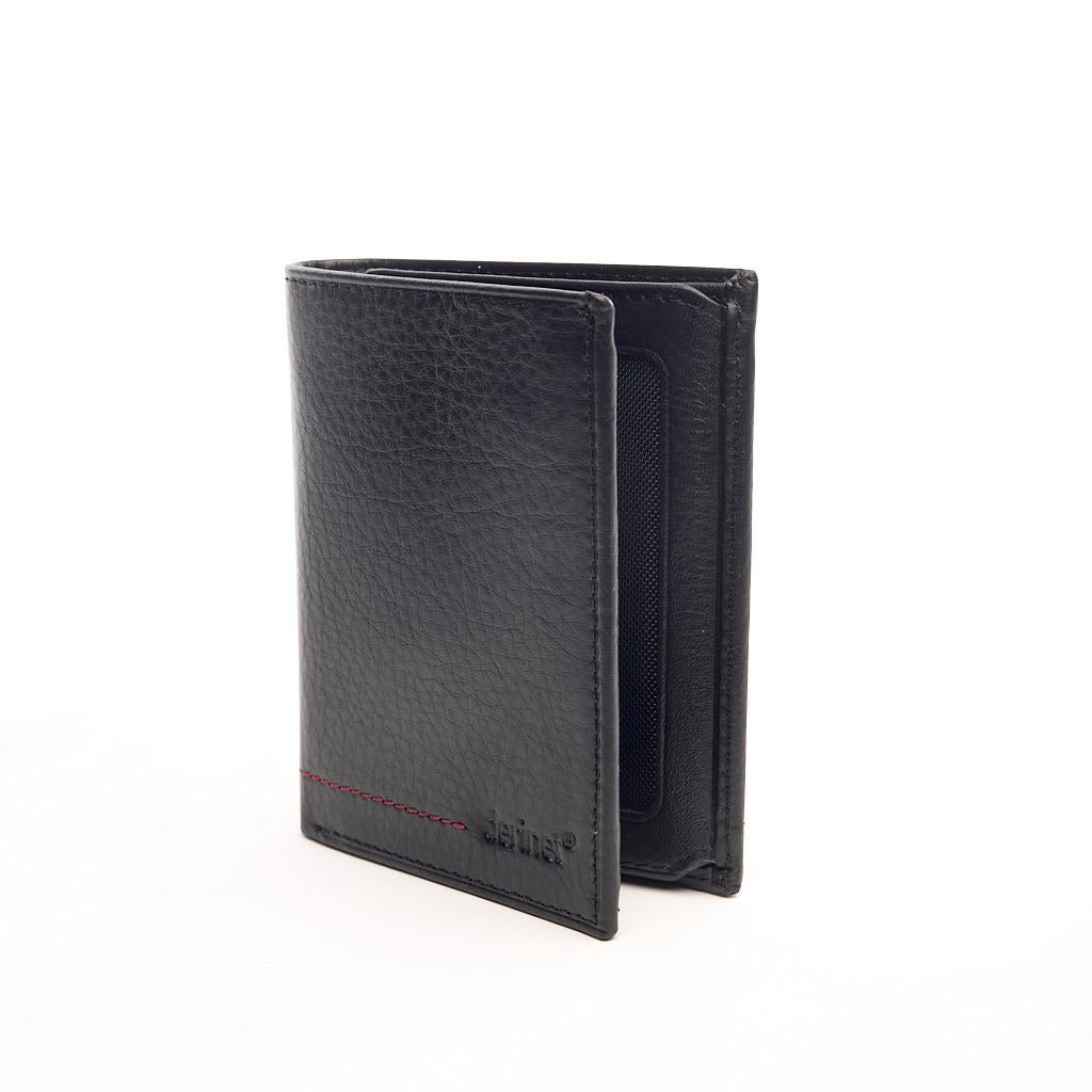 Genuine Leather Vertical Wallet with Card Holder and Money Compartment