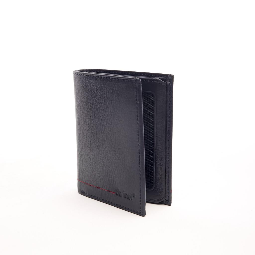 Genuine Leather Vertical Wallet with Card Holder and Money Compartment