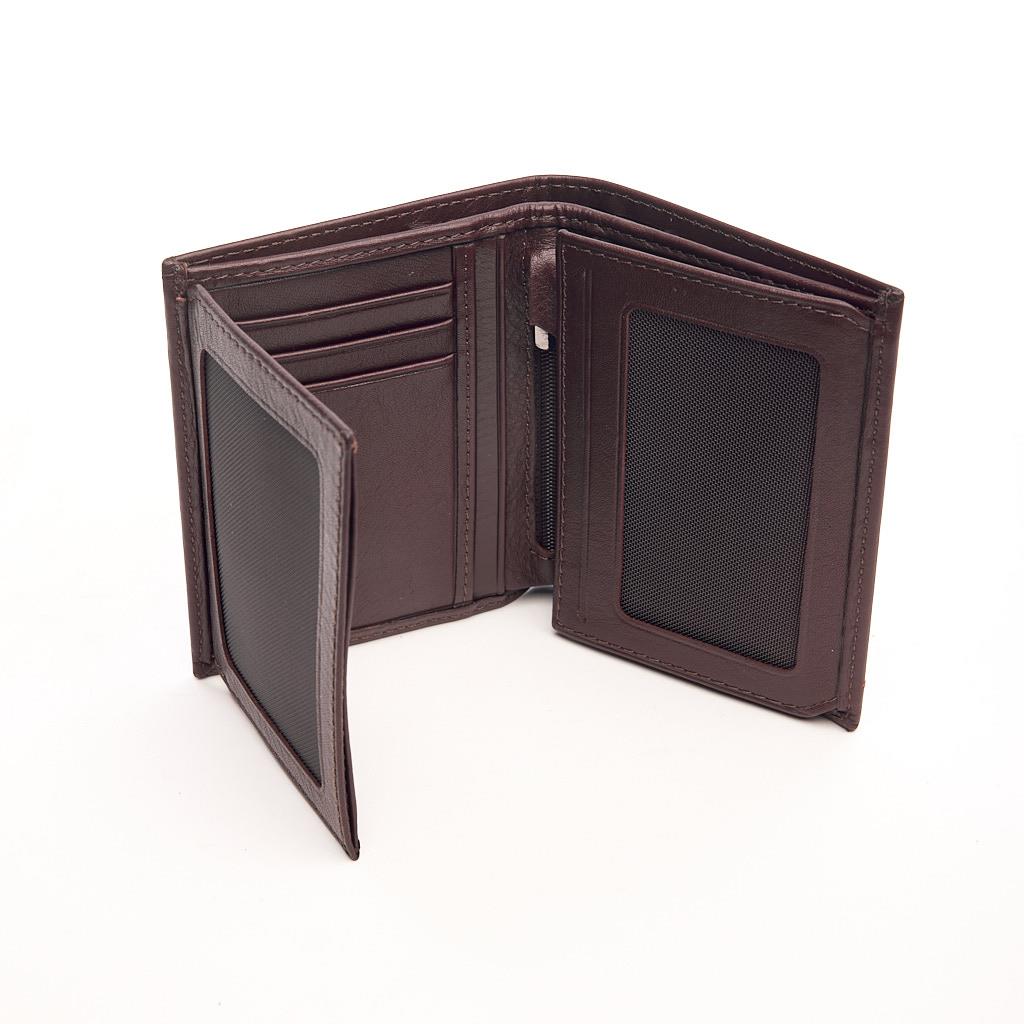 Genuine Leather Vertical Wallet with Card Holder and Money Compartment