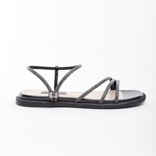 Women's Sandals with Ankle Strap and Stones