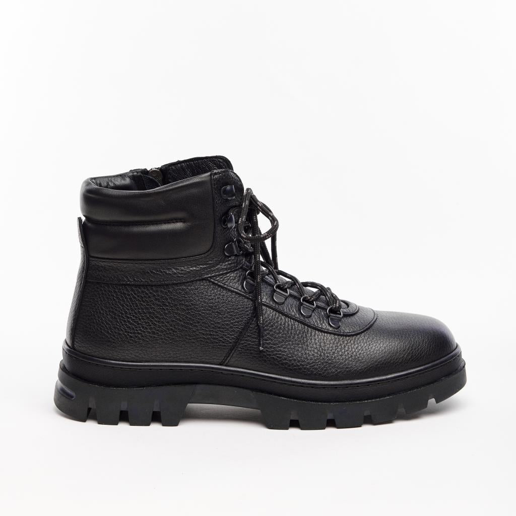 Genuine Leather Men's Lace-Up Zippered Boots