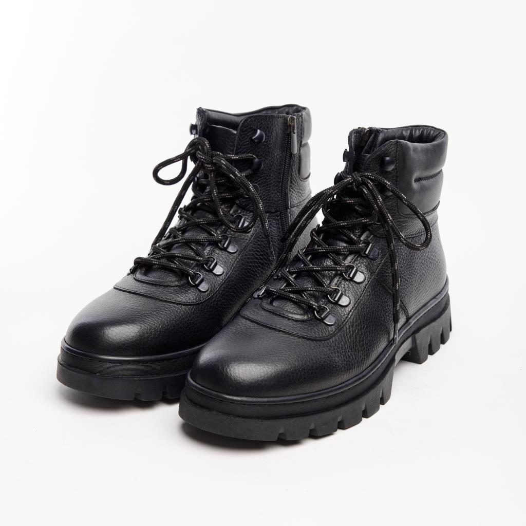 Genuine Leather Men's Lace-Up Zippered Boots