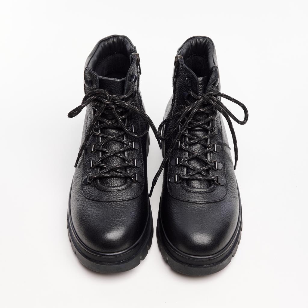 Genuine Leather Men's Lace-Up Zippered Boots