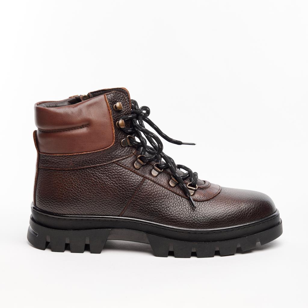 Genuine Leather Men's Lace-Up Zippered Boots