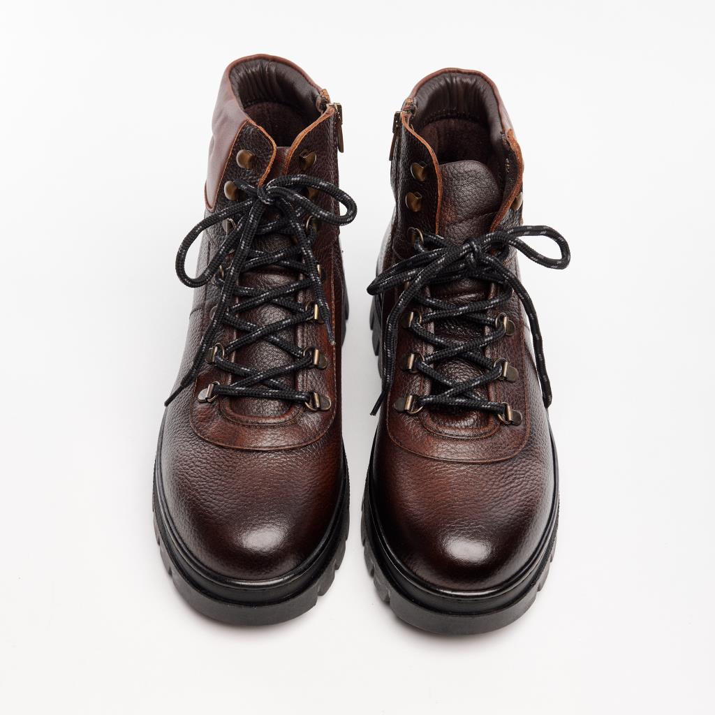 Genuine Leather Men's Lace-Up Zippered Boots