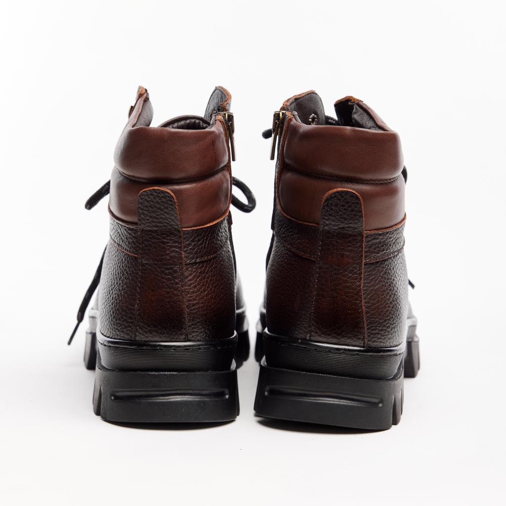 Genuine Leather Men's Lace-Up Zippered Boots