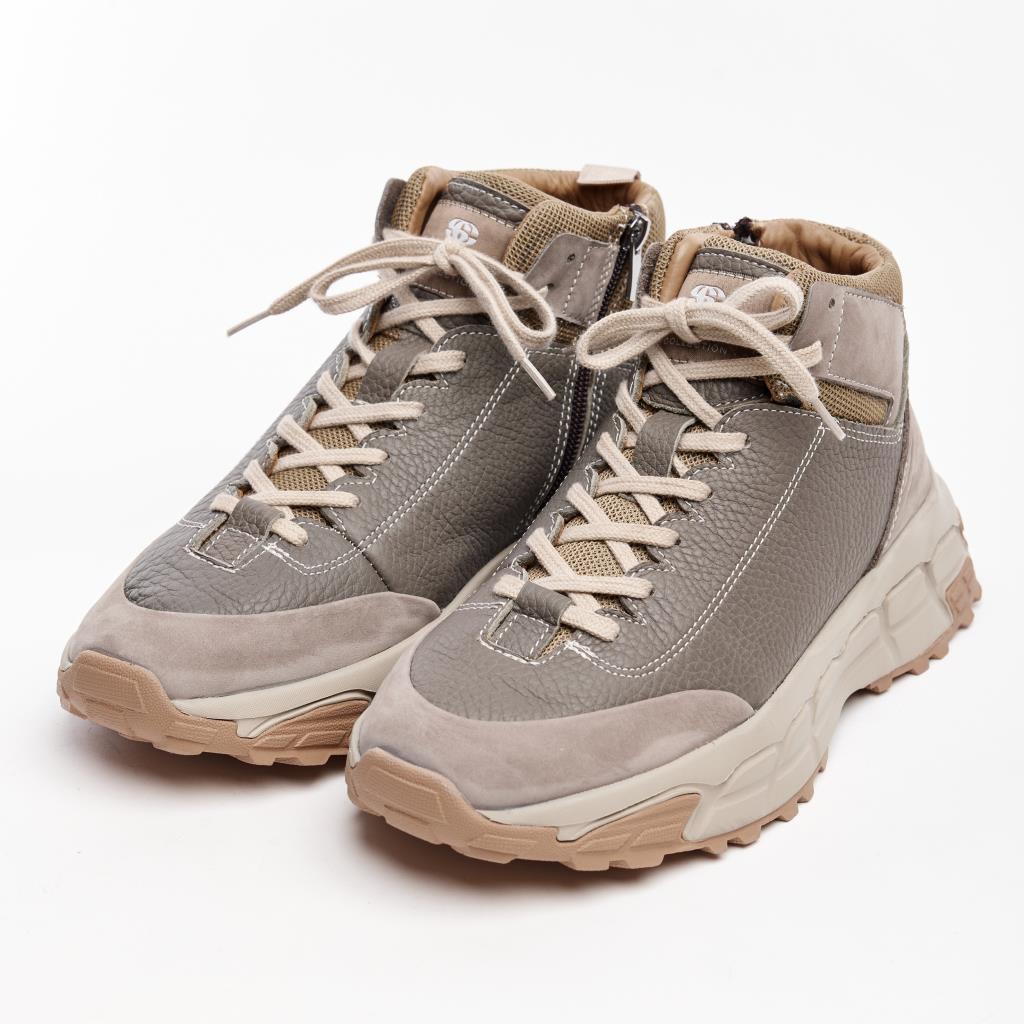 Lace-Up-Zipped Genuine Leather Men's Boots 
