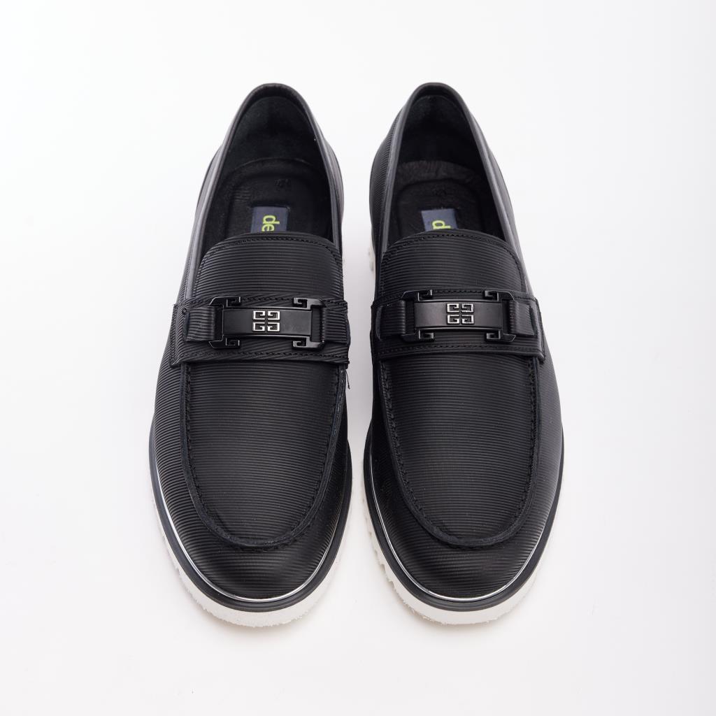 Genuine Leather Matte Patterned Men's Loafer Shoes