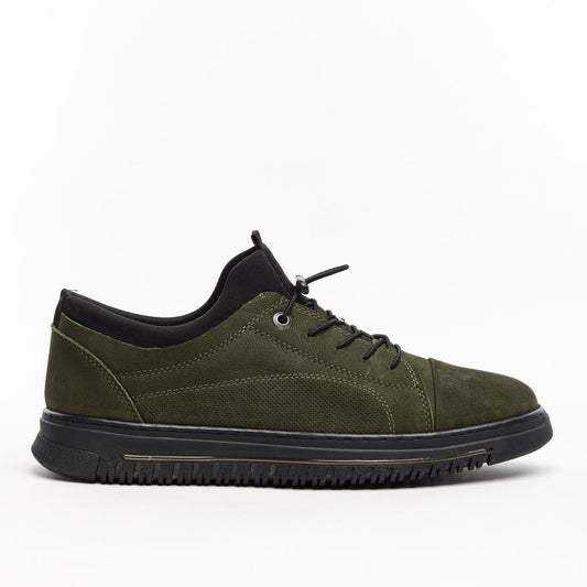 Genuine Leather Casual Men's Shoes with Rubber Laces 