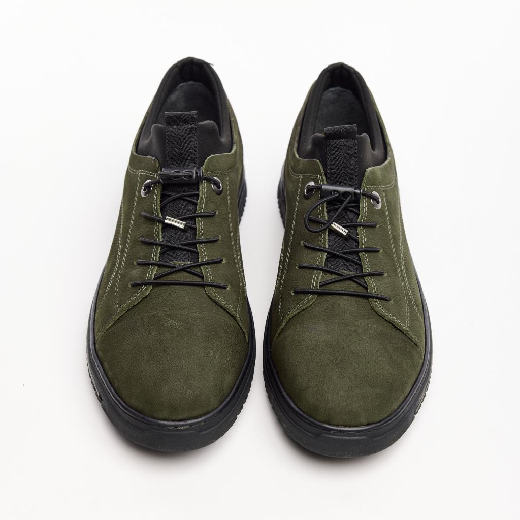 Genuine Leather Casual Men's Shoes with Rubber Laces 