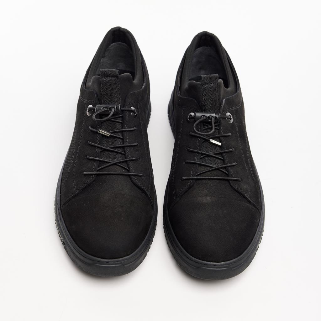 Genuine Leather Casual Men's Shoes with Rubber Laces 