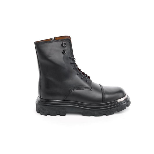 Genuine Leather Men's Lace-Up Zippered Boots 