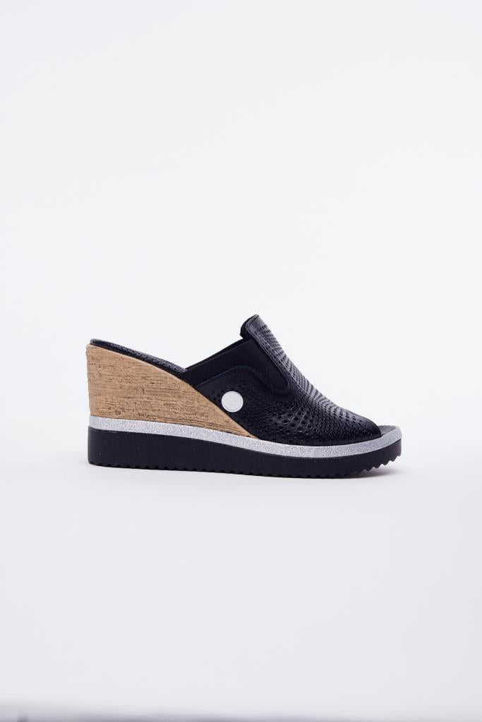 Genuine Leather Wedge Heel Women's Slippers