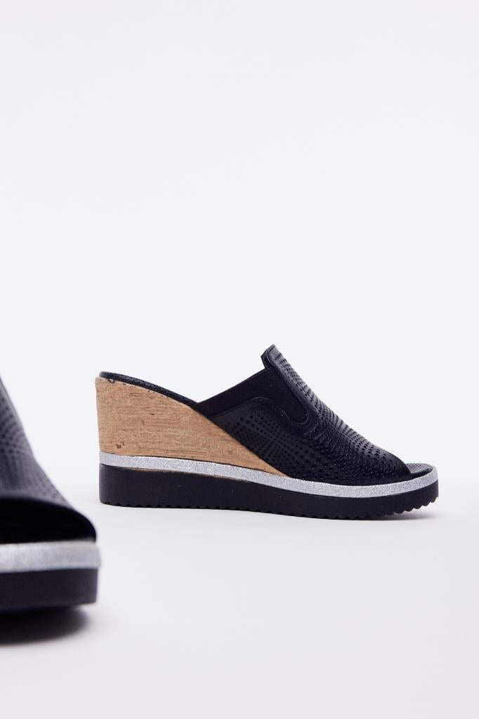 Genuine Leather Wedge Heel Women's Slippers