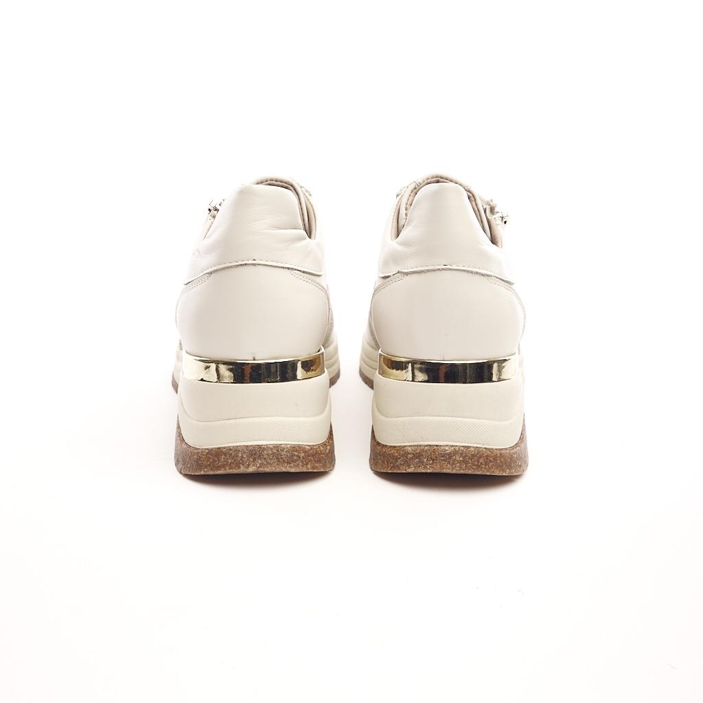 Genuine Leather Lace-Up High Heel Women's Sneakers 