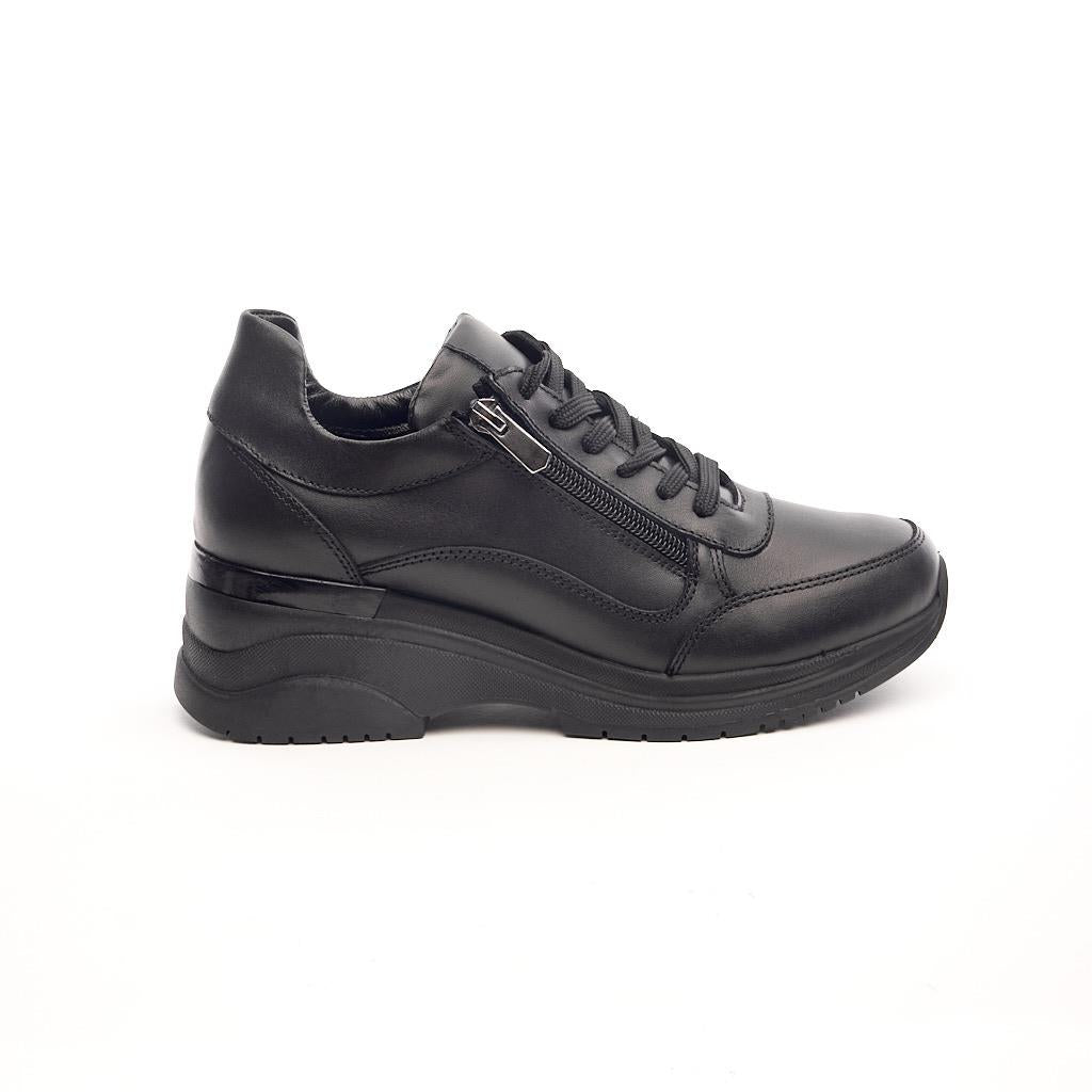 Genuine Leather Lace-Up High Heel Women's Sneakers 