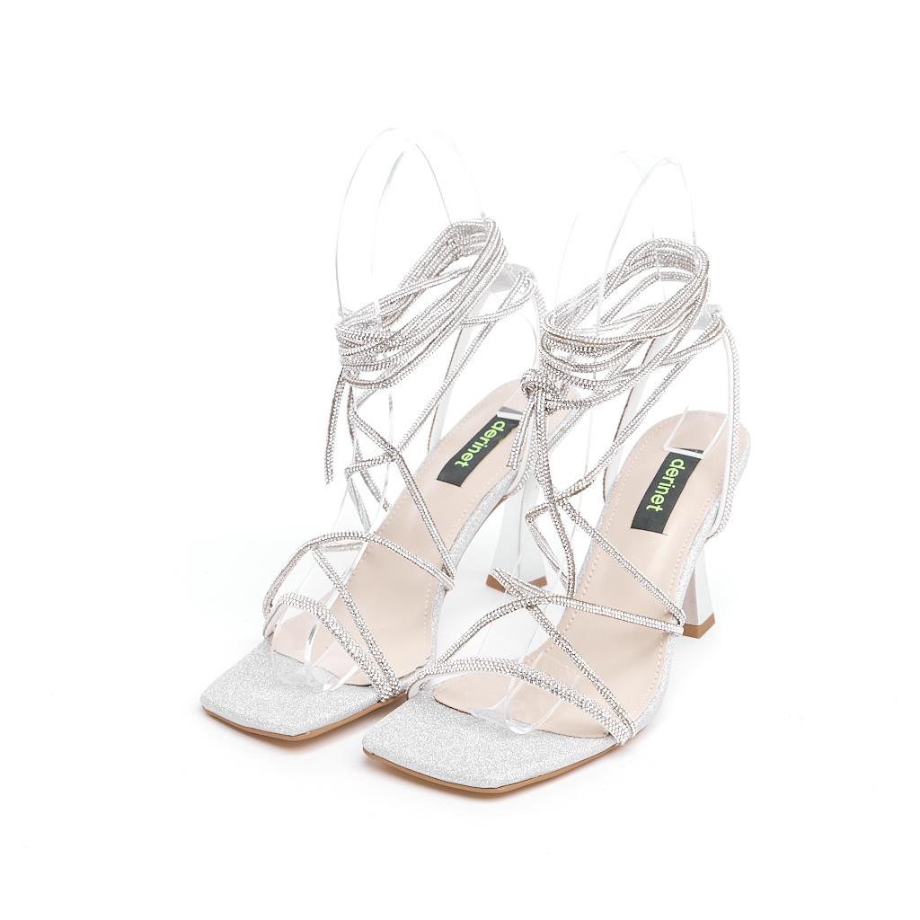 Women's Evening Shoes with Stoned Ankle Wrap Heels