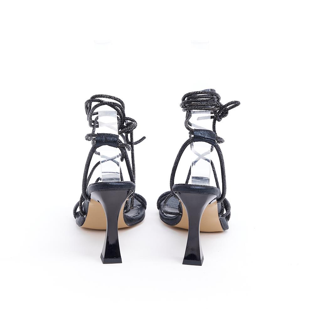 Women's Evening Shoes with Stoned Ankle Wrap Heels