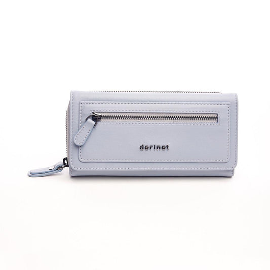 Genuine Leather Zippered Wallet with Coin Compartment and Card Holder