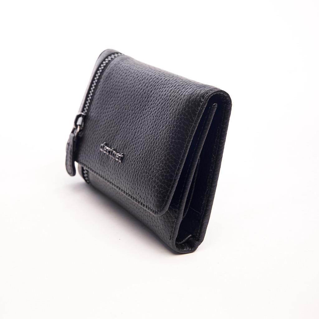 Genuine Leather Zippered Wallet with Coin Compartment and Card Holder