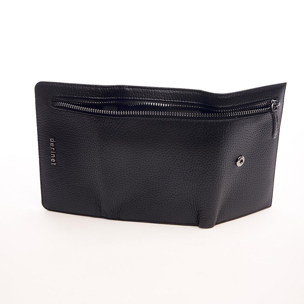 Genuine Leather Zippered Wallet with Coin Compartment and Card Holder