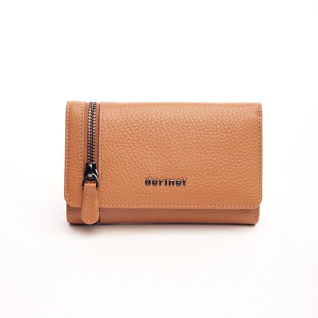 Genuine Leather Zippered Wallet with Coin Compartment and Card Holder