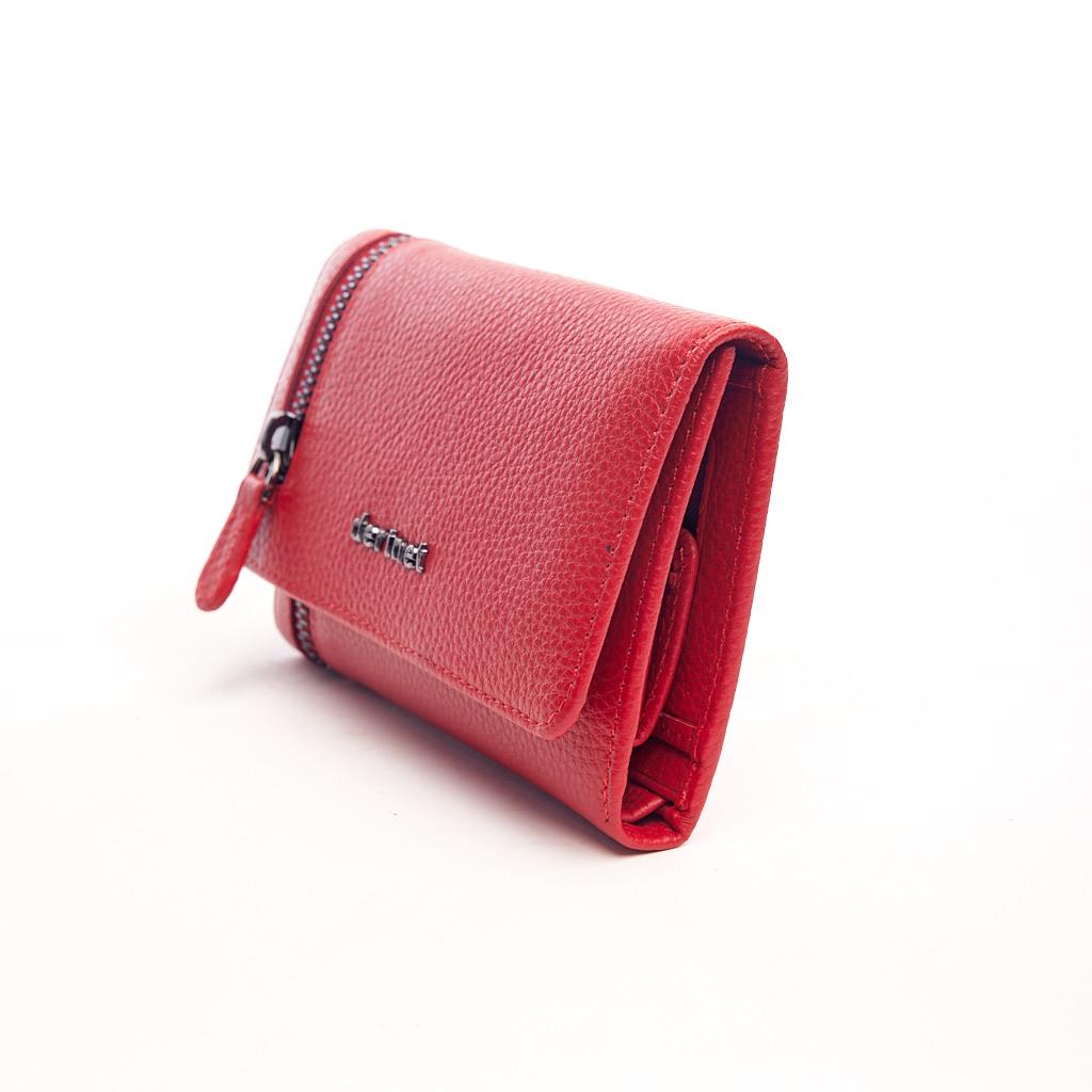Genuine Leather Zippered Wallet with Coin Compartment and Card Holder