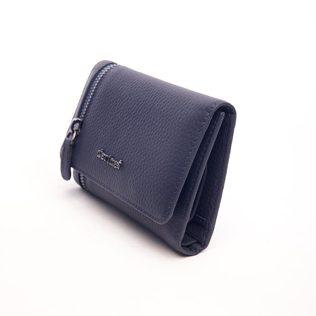 Genuine Leather Zippered Wallet with Coin Compartment and Card Holder