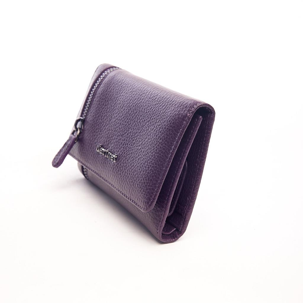 Genuine Leather Zippered Wallet with Coin Compartment and Card Holder